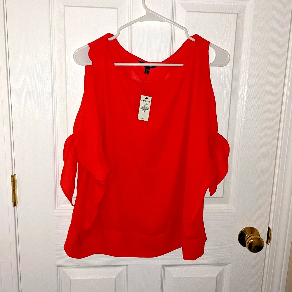 Express Red open shoulder blouse